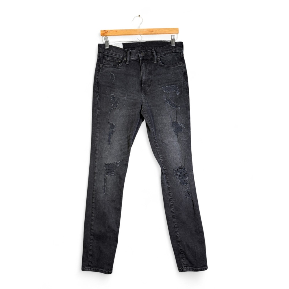 HM Mens Skinny Fit Distressed Ripped Jeans Black Washed Denim 31x32‎ Streetwear